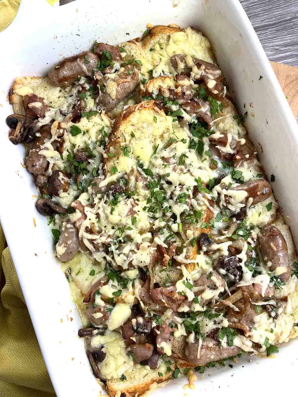 close up of savoury breakfast bake.