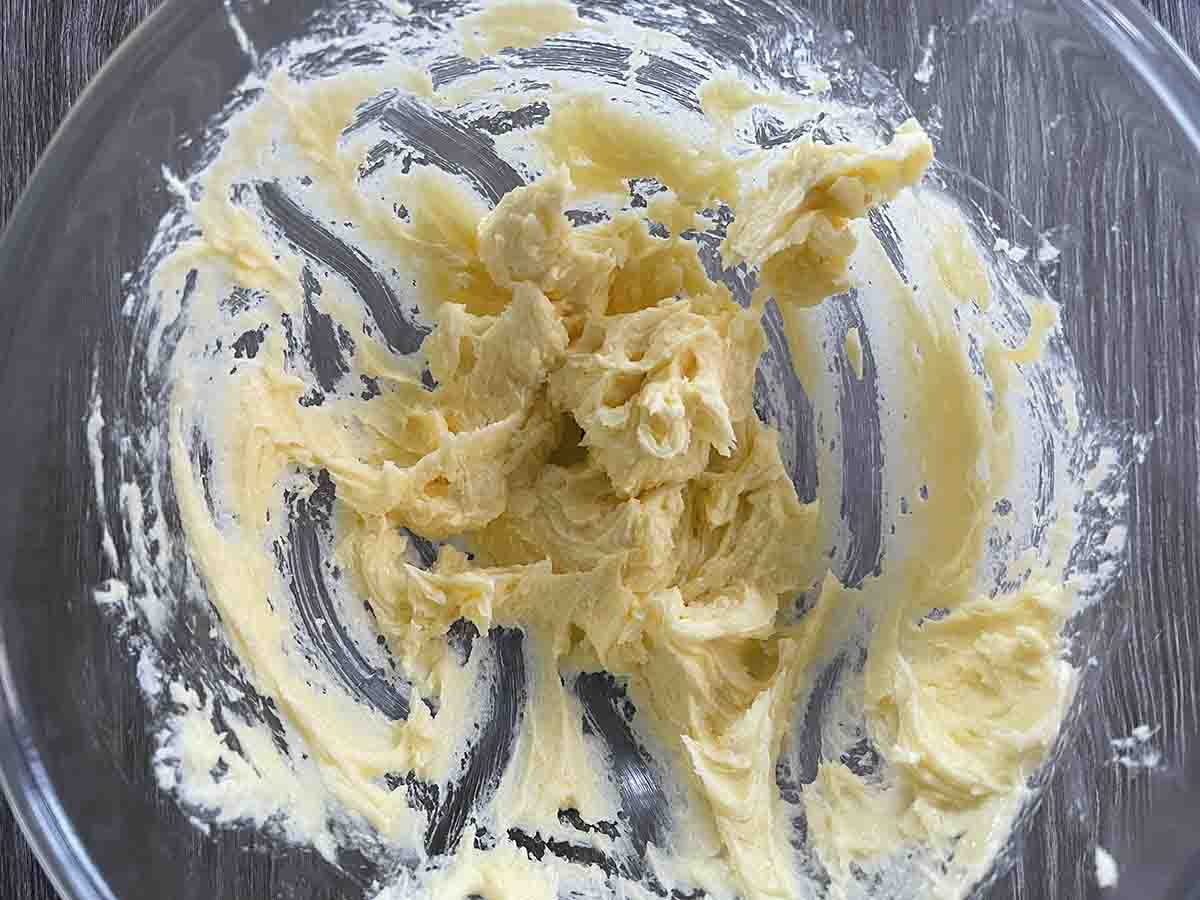 creamed mixture with egg and vanilla added.
