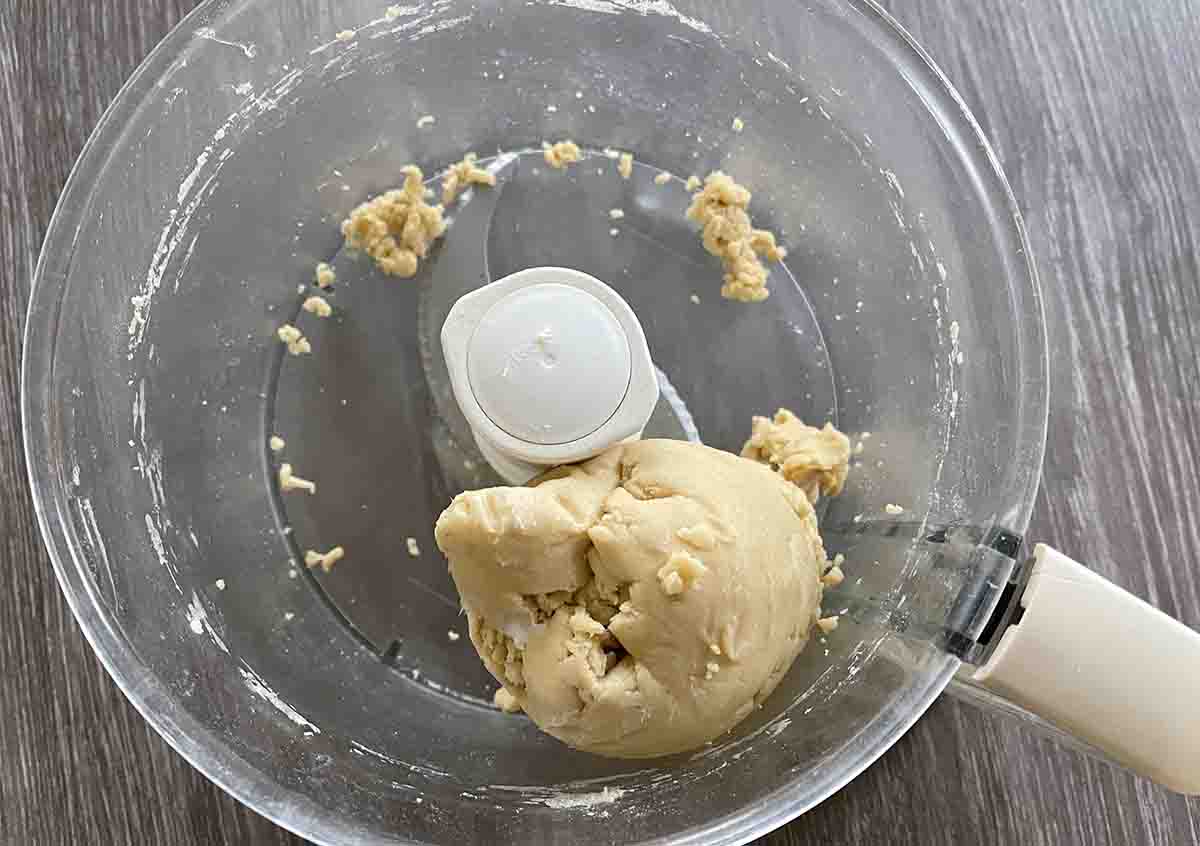 ball of pastry in a food processor.