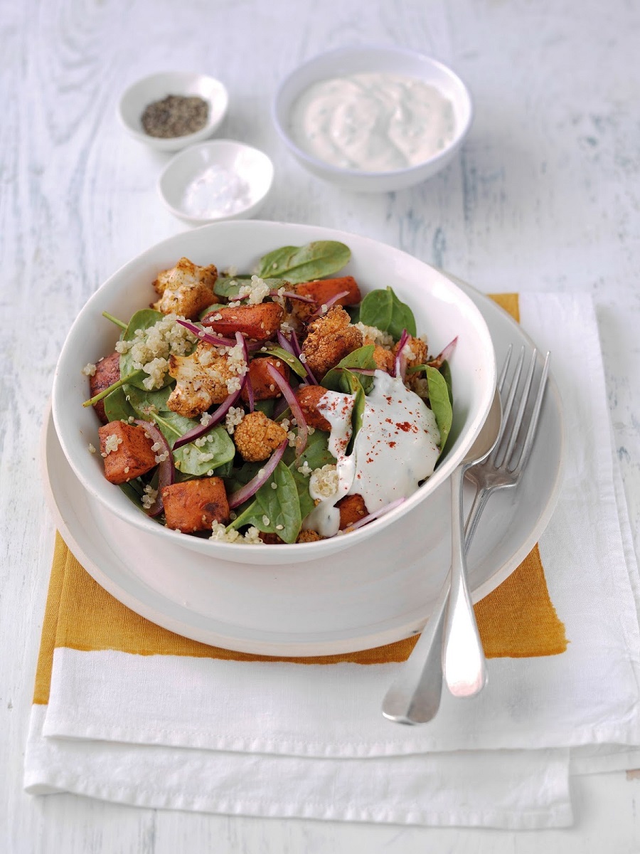 How To Make Roasted Cauliflower and Sweet Potato Salad.