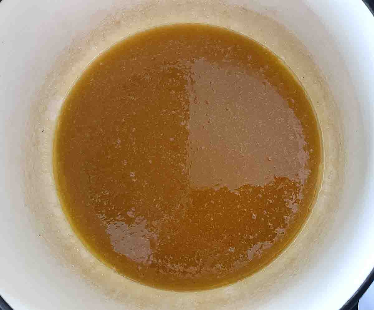 melted mixture int e saucepan.
