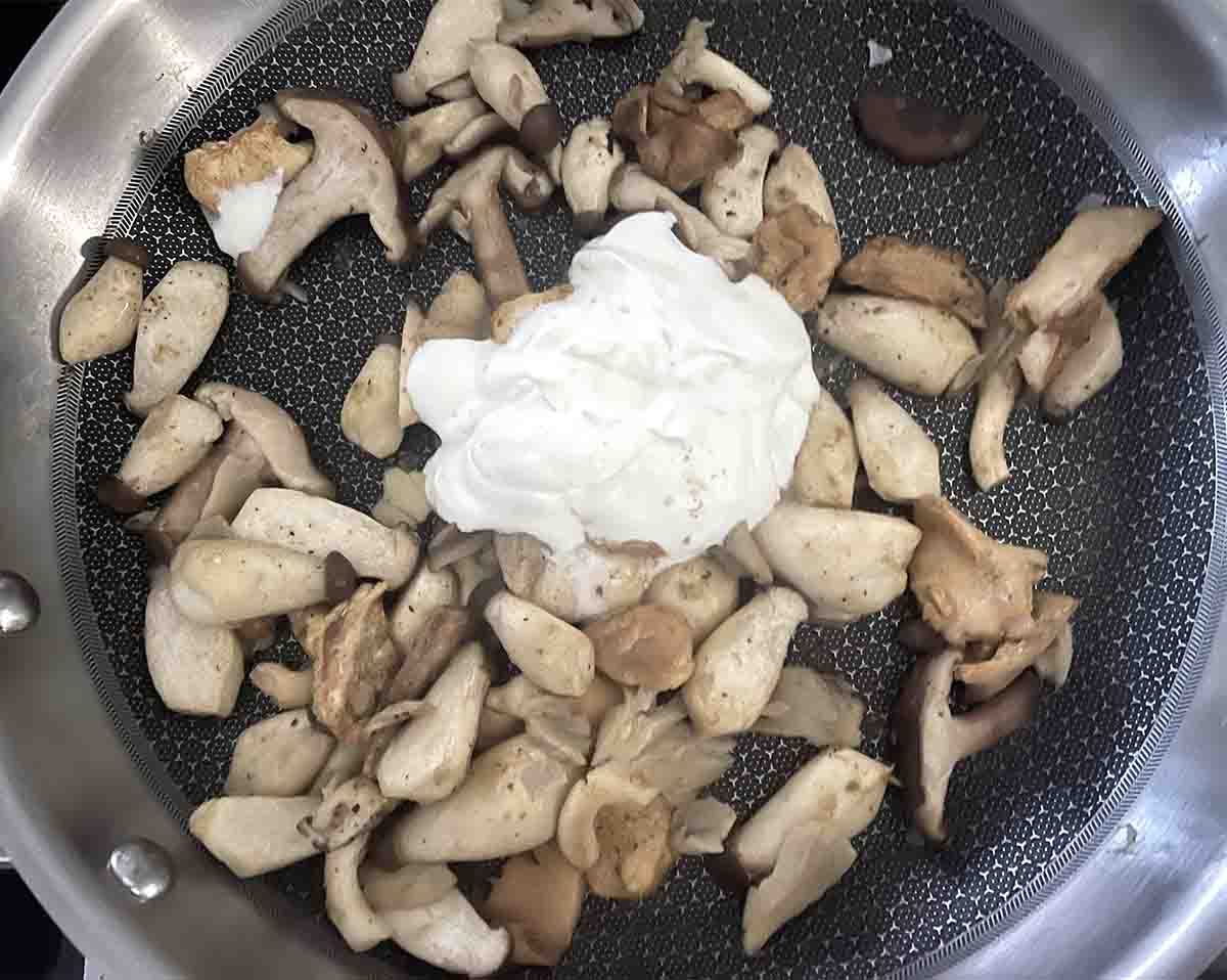 pan with cream added.