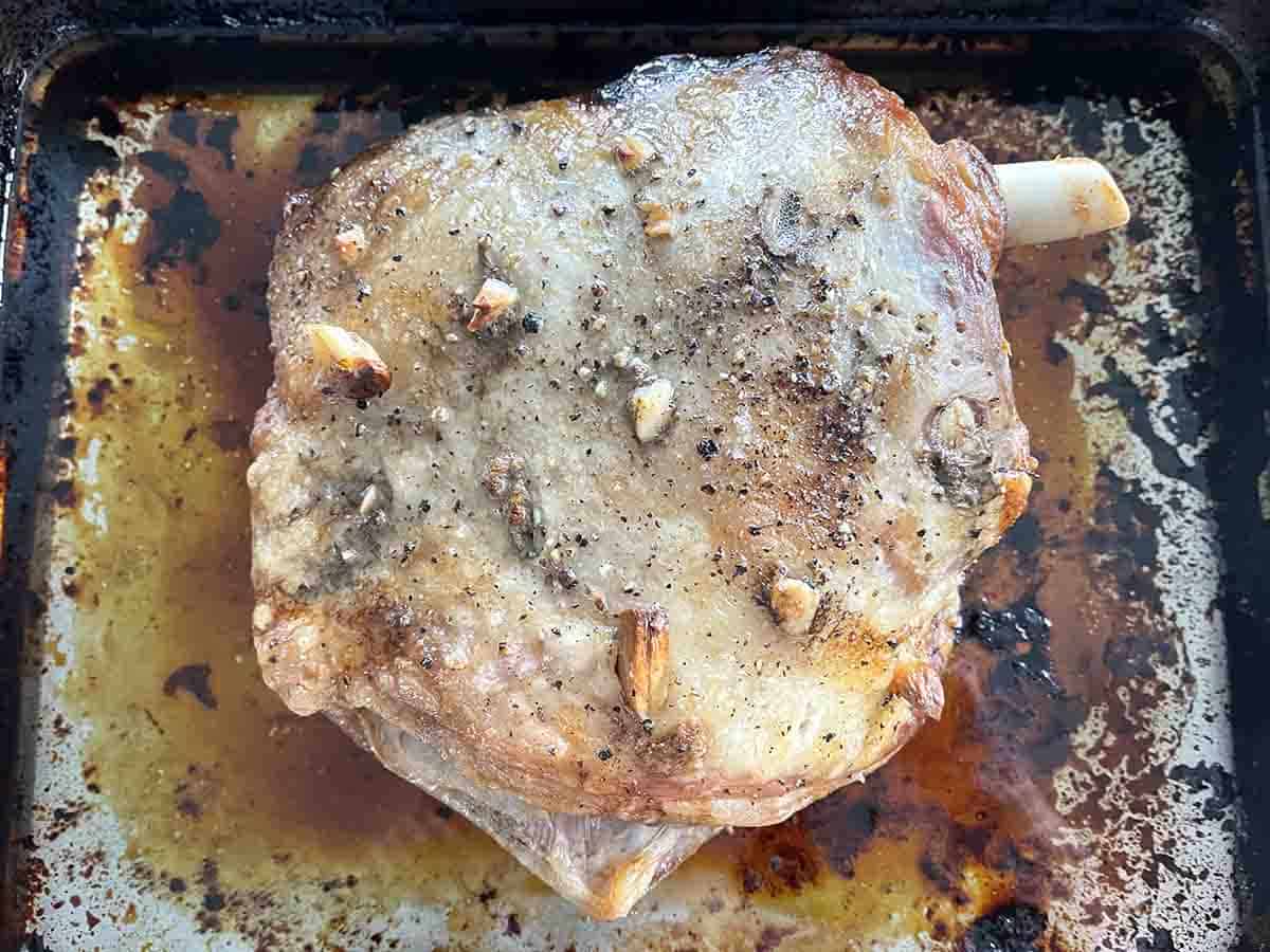 lamb after 4 hours cooking.