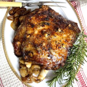 SLOW ROAST shoulder of lamb on a plate.