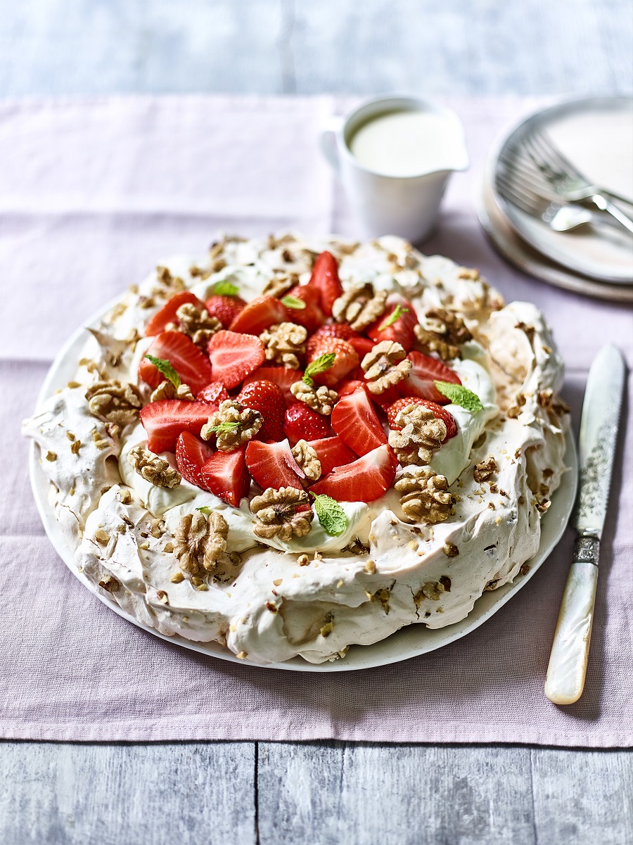 California Walnut & Strawberry Pavlova