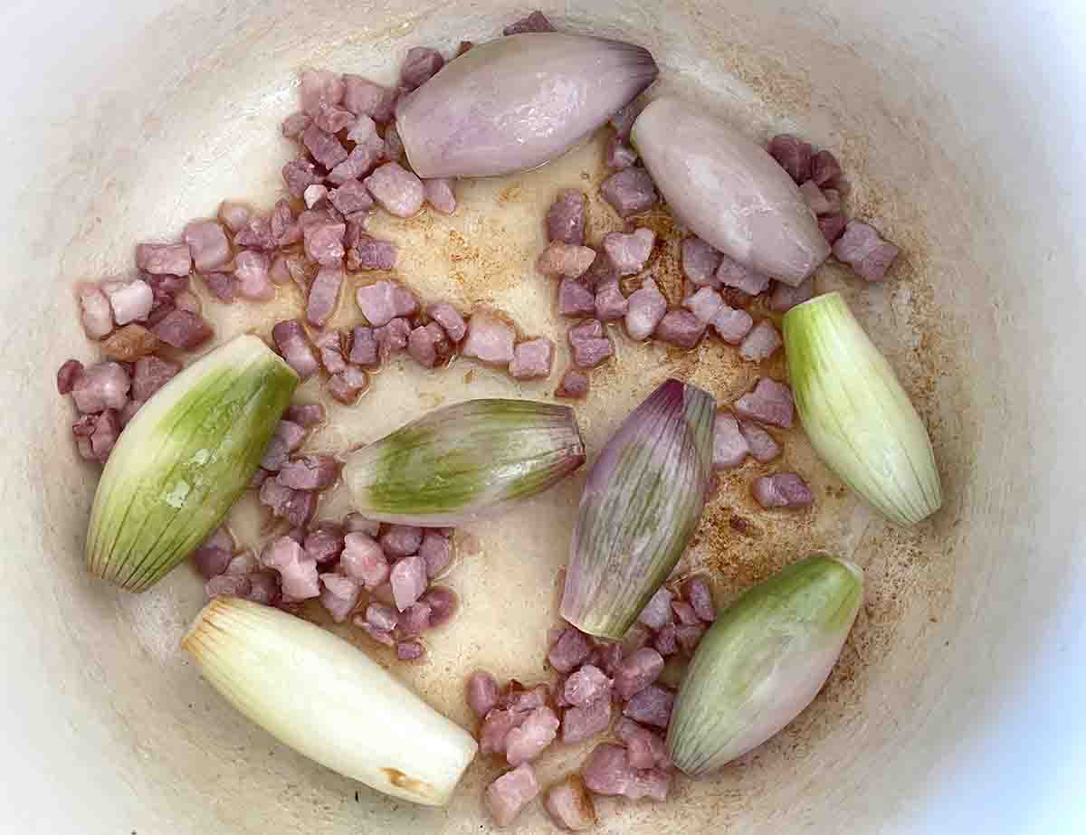 browned onions and bacon.