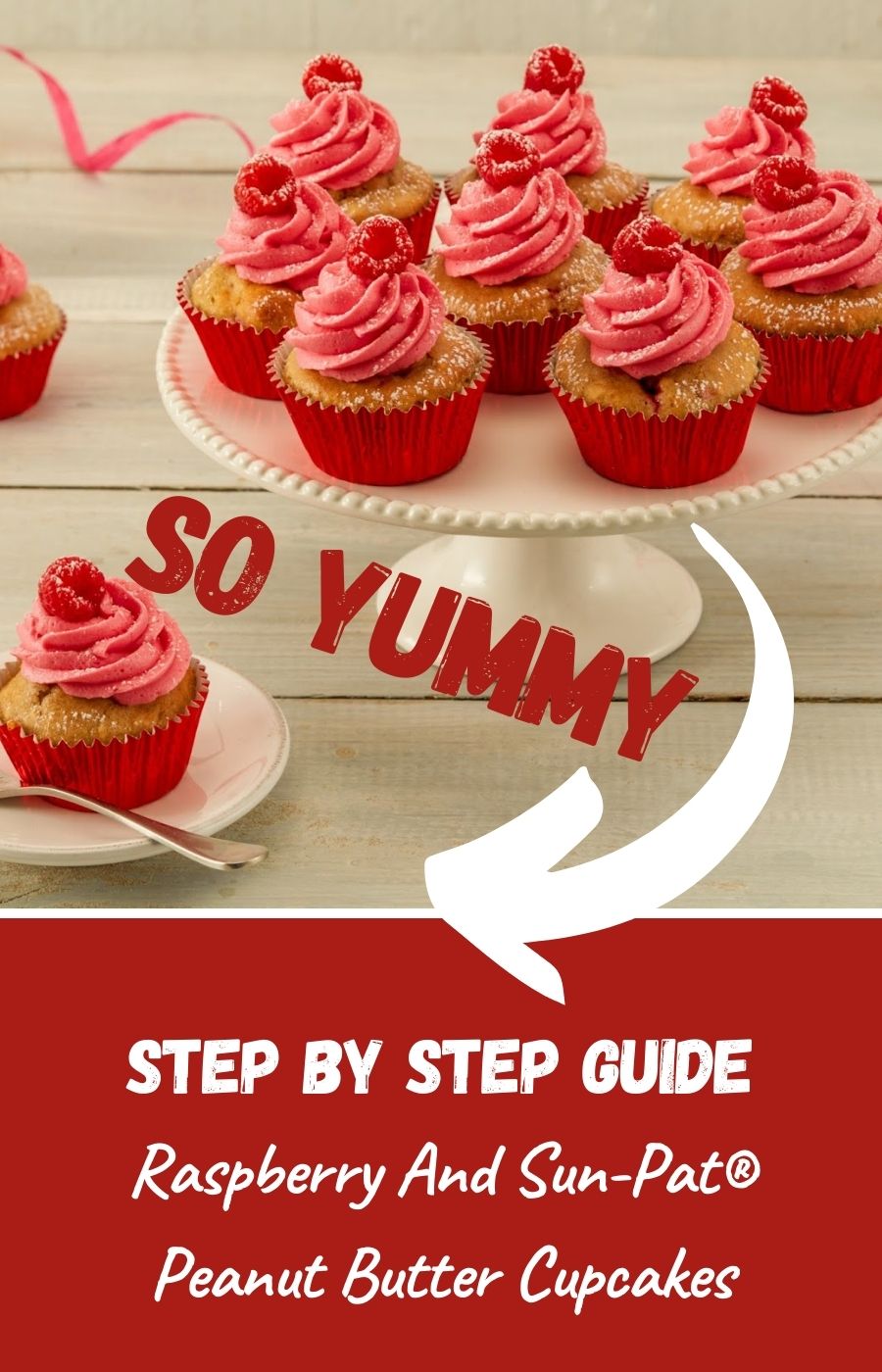 Raspberry And Sun-Pat® Peanut Butter Cupcakes