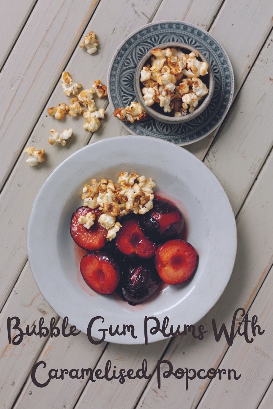 Bubble Gum Plums With Caramelised Popcorn, Bubble Gum Plums With Caramelised Popcorn,