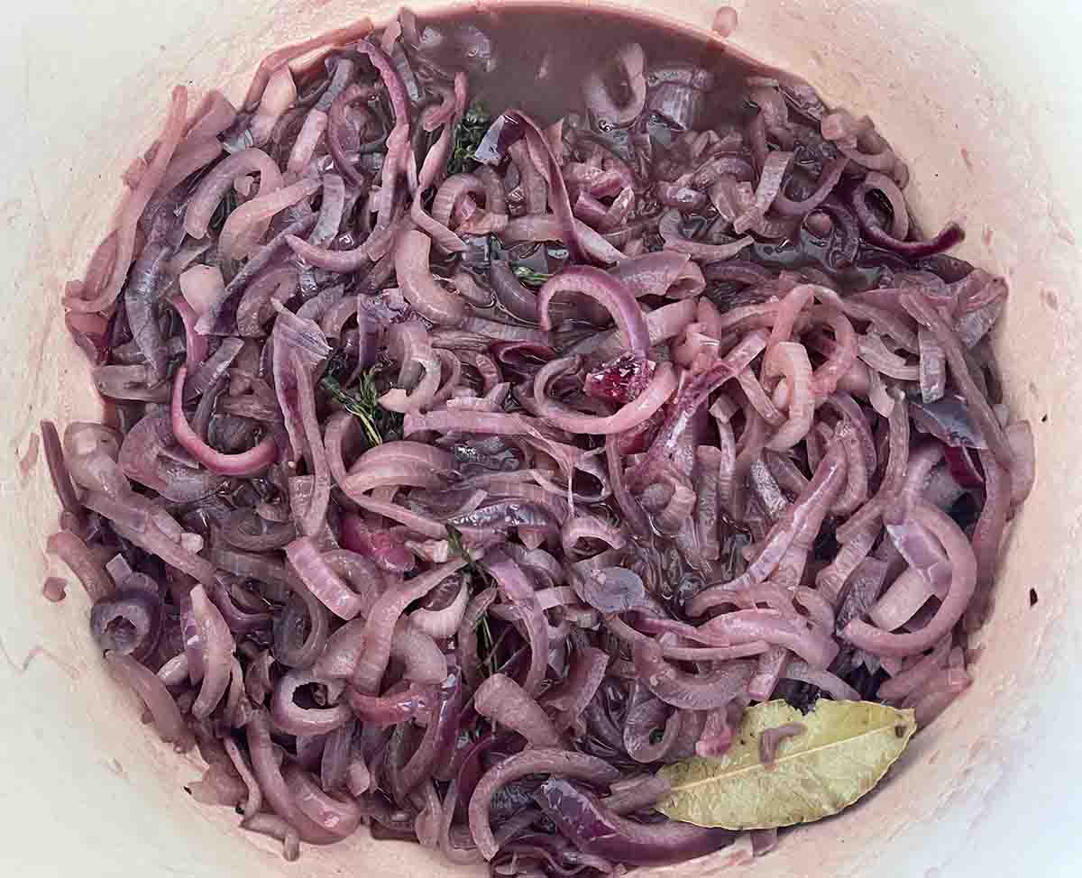 cooked onions with vinegar added.