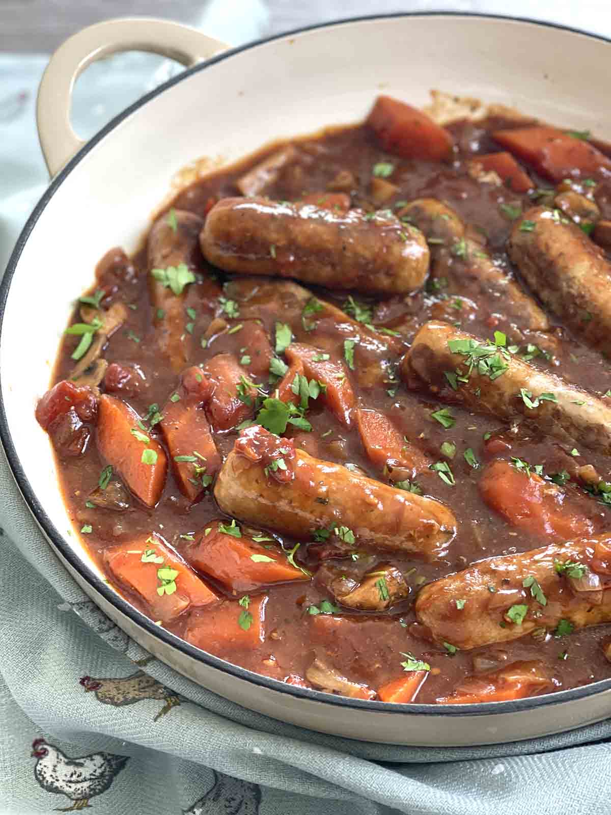 close up of sausages.