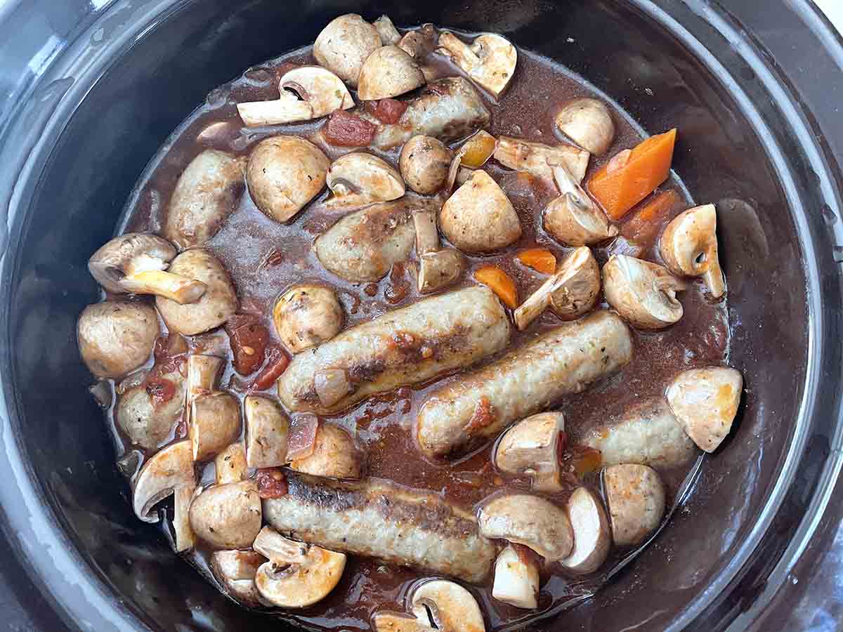 mushrooms added to cooker.