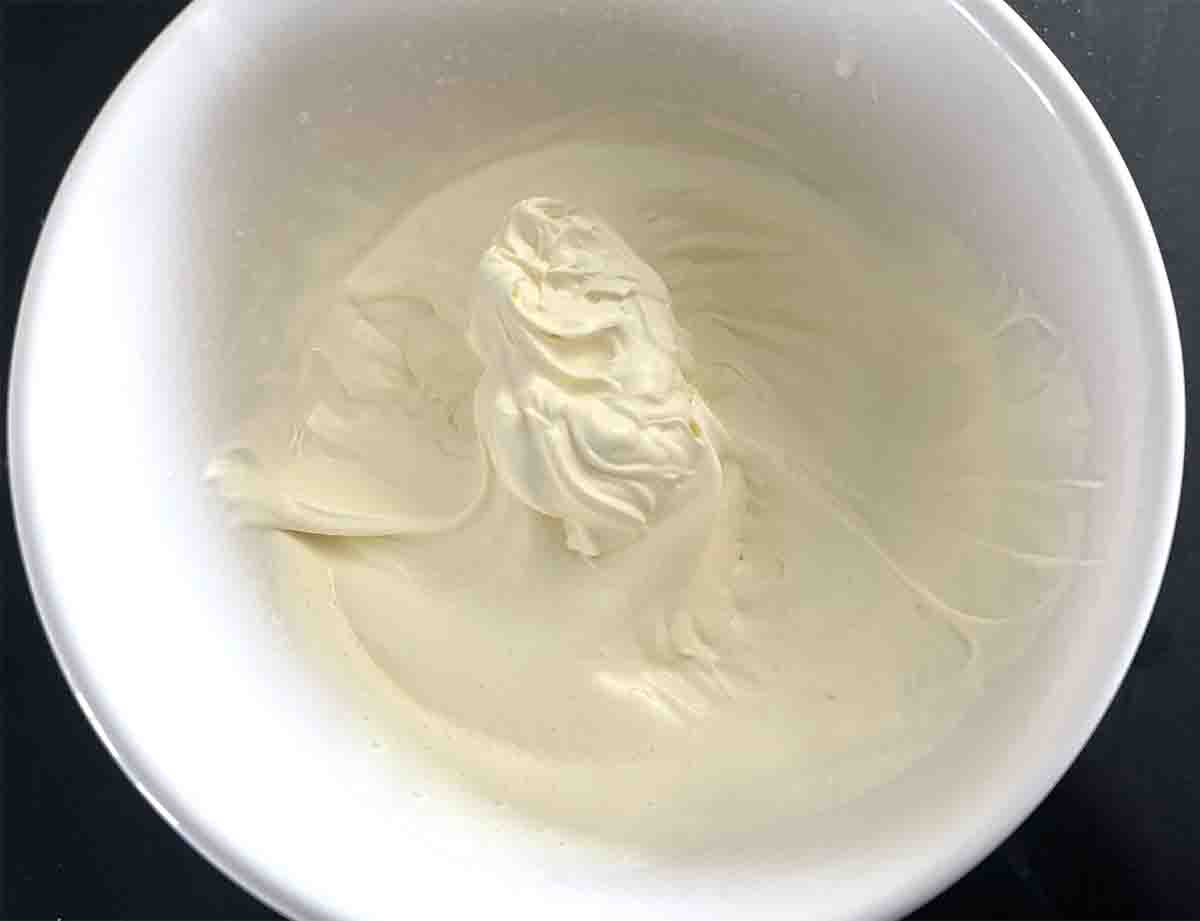 whipped cream in a bowl.