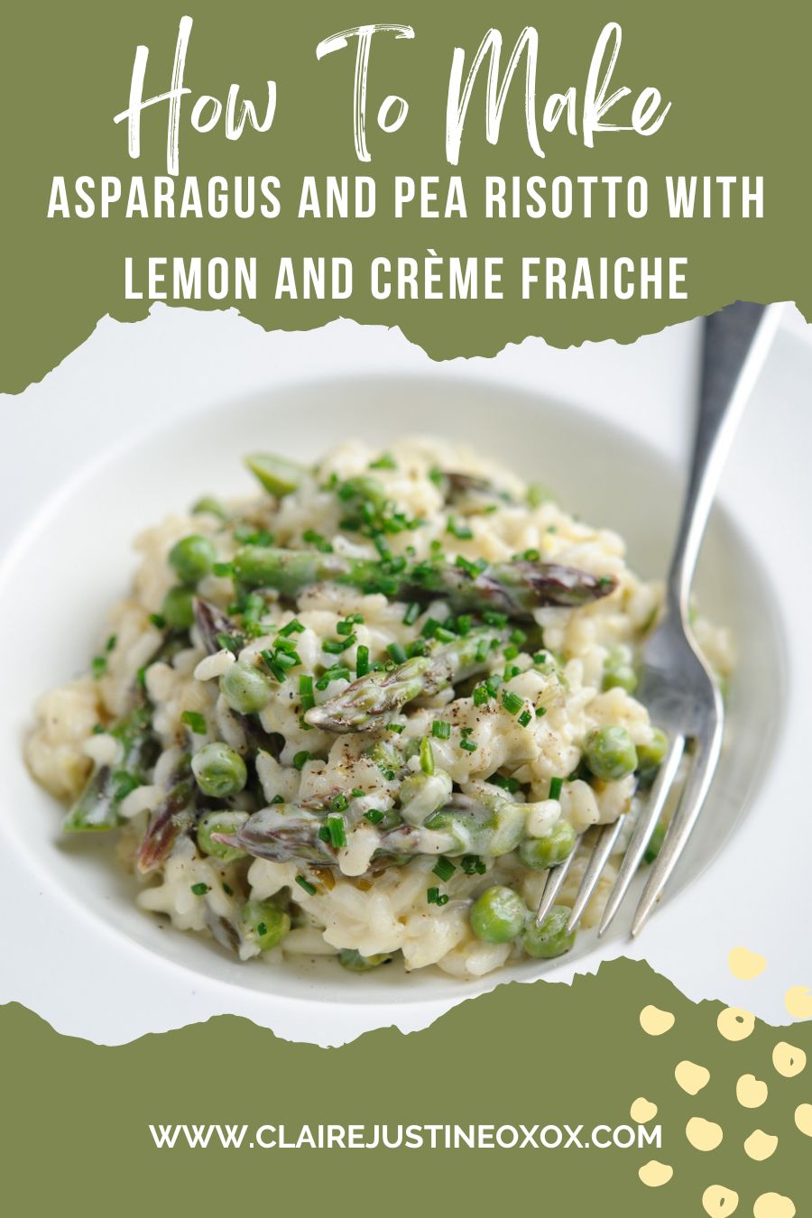 Asparagus And Pea Risotto With Lemon And Crème Fraiche.