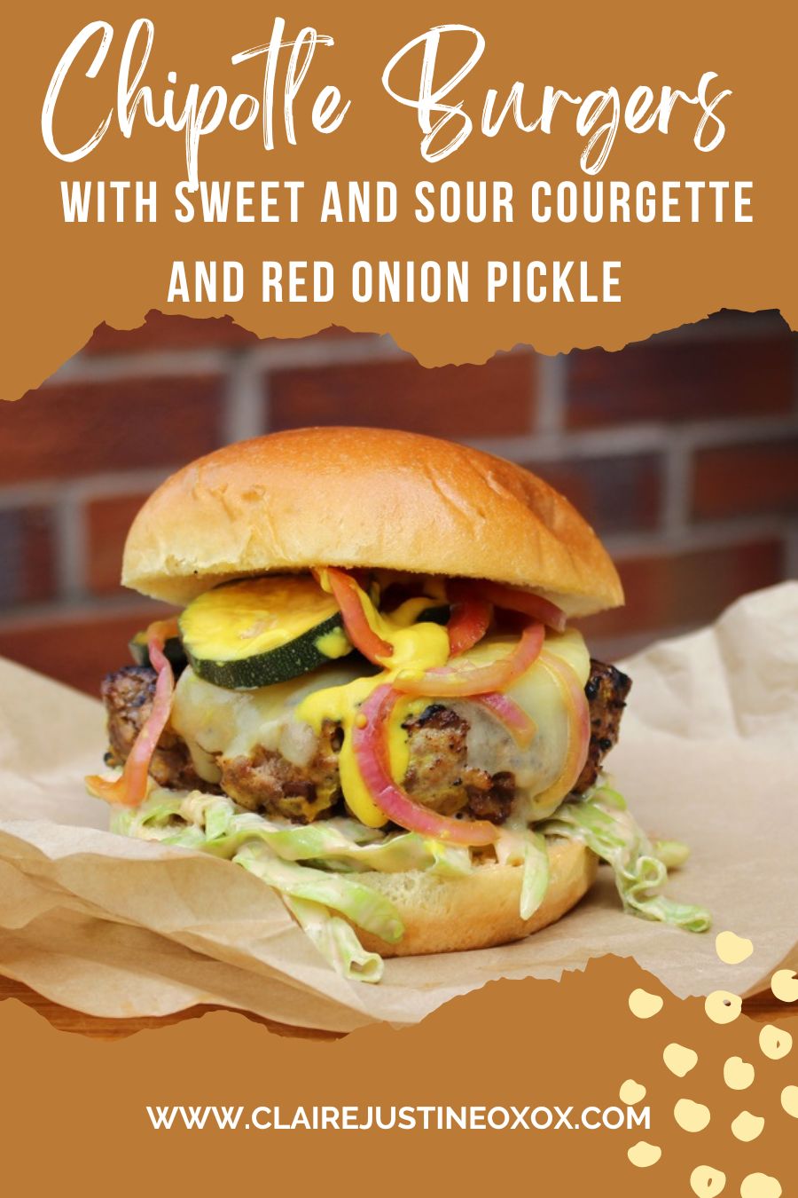  Chipotle Burgers With Sweet And Sour Courgette And Red Onion Pickle.