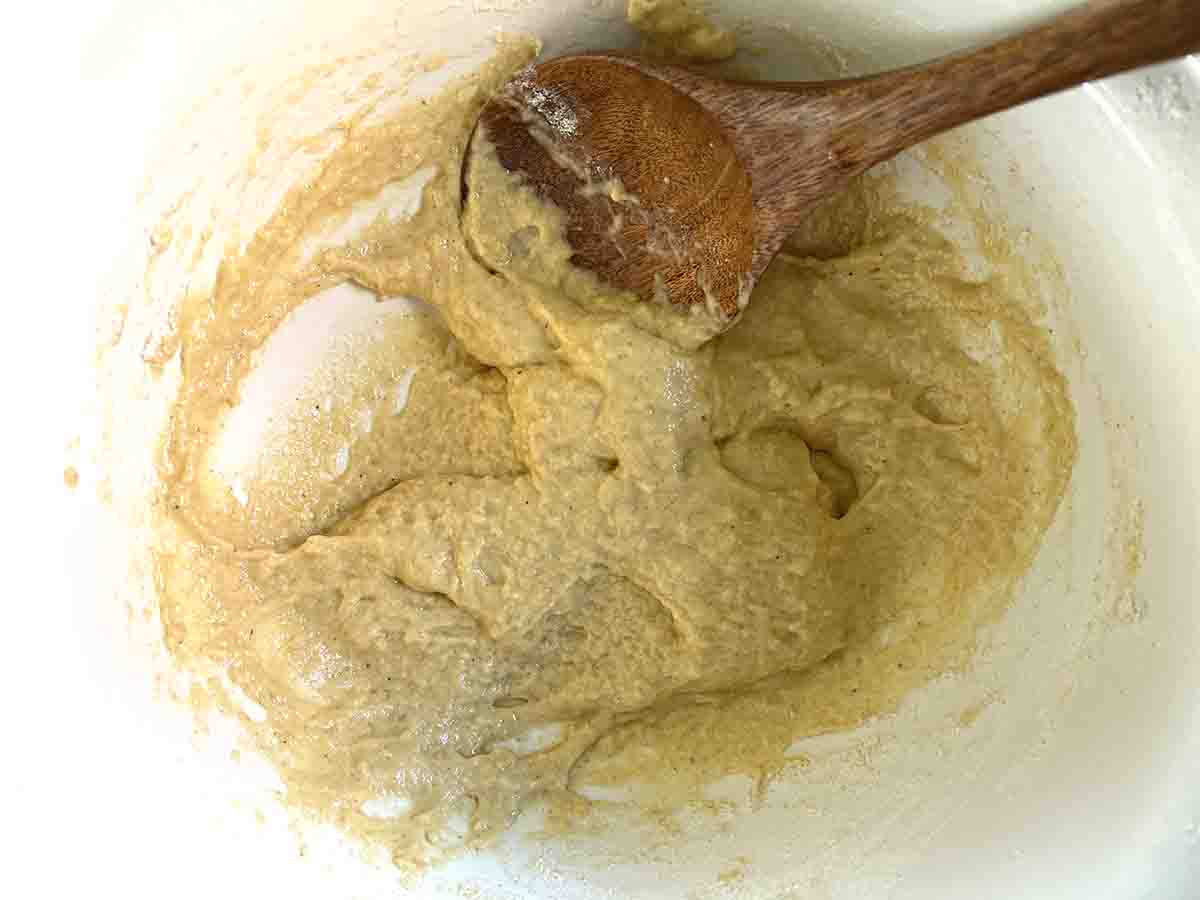 egg added to flour.