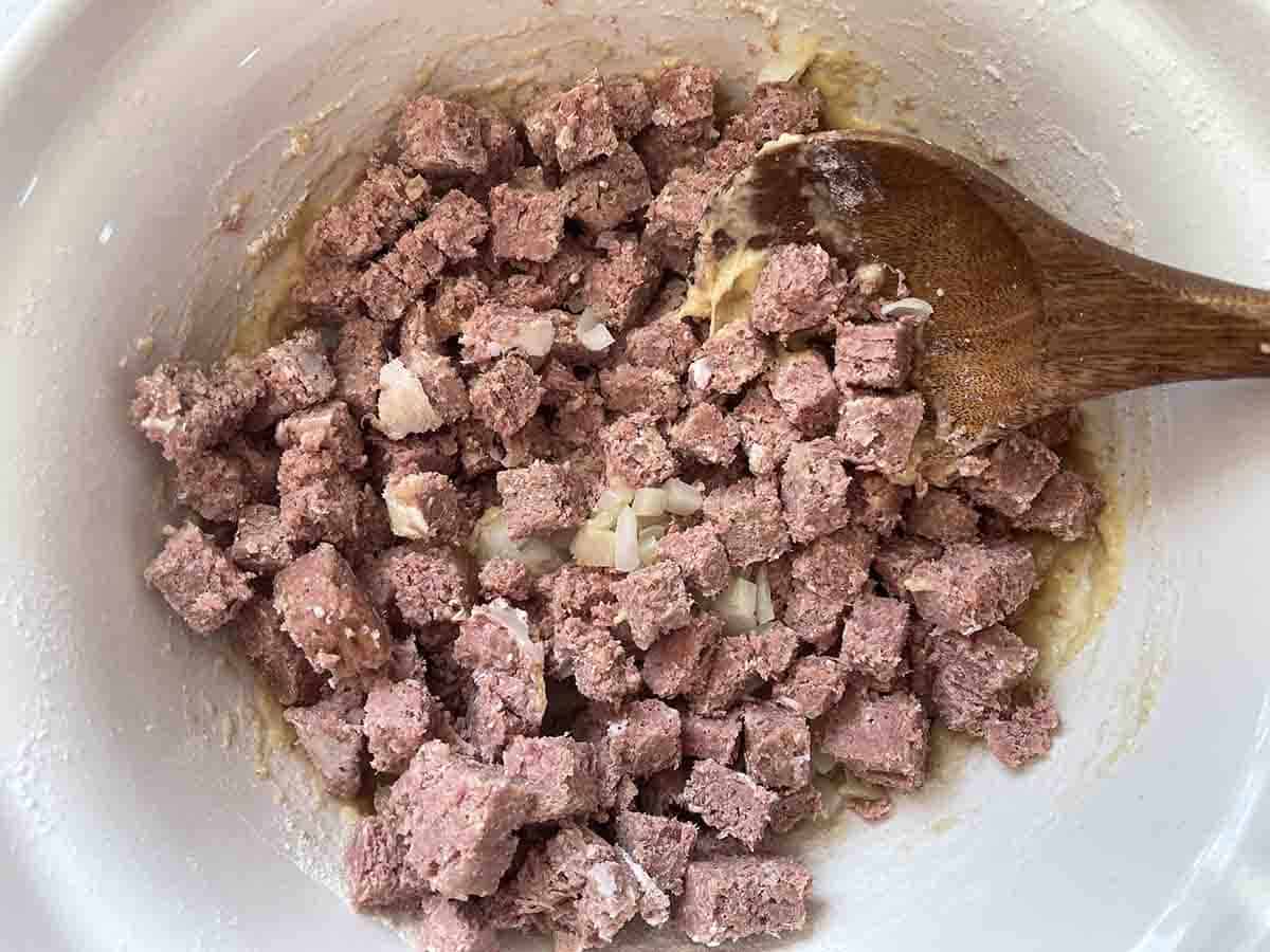corned beef added to mix
