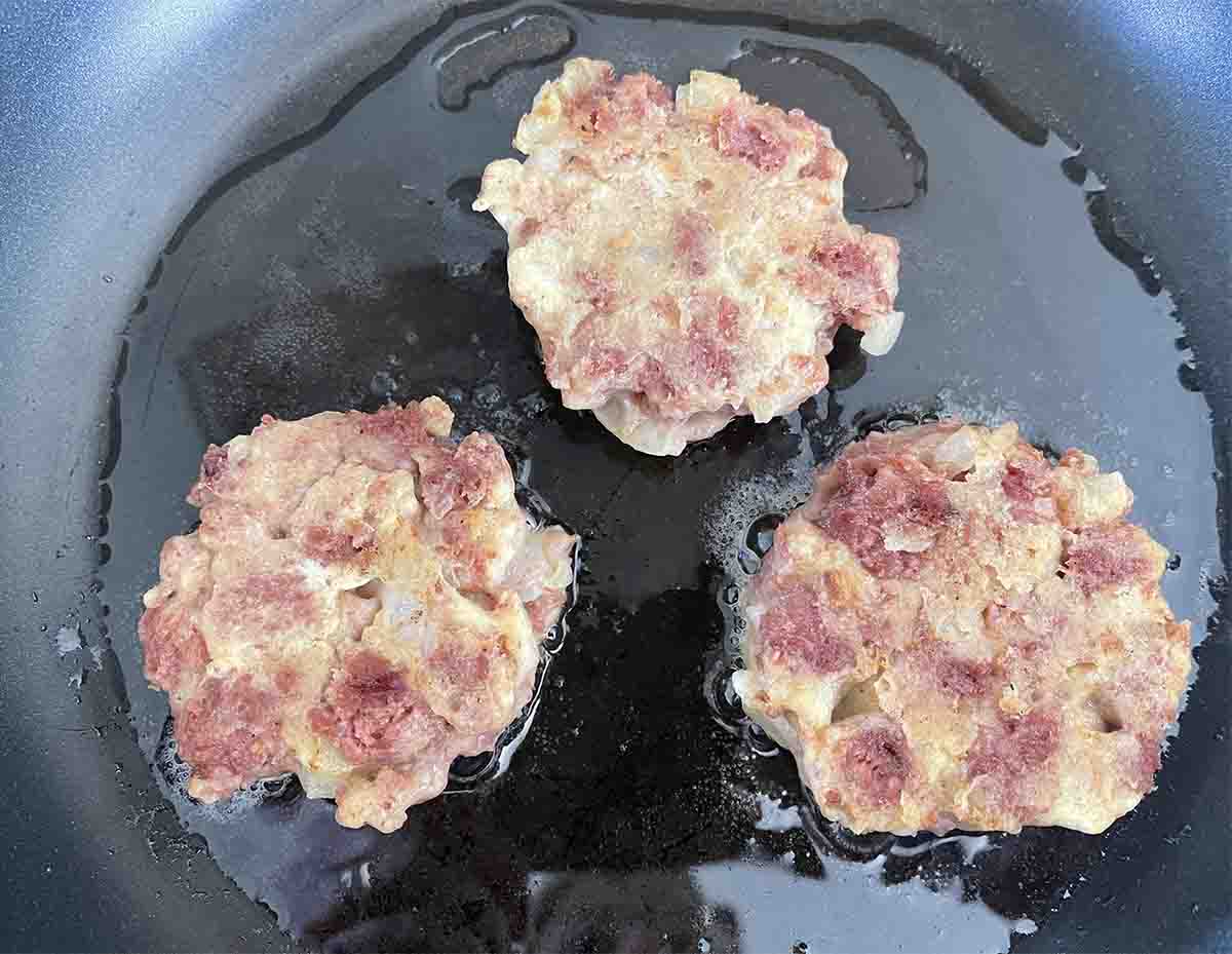 fritters turned over.