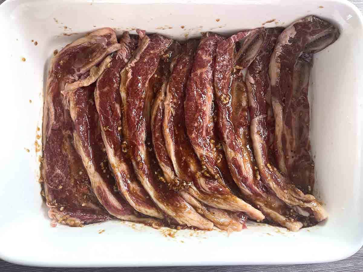 flanken cut short ribs marinating.