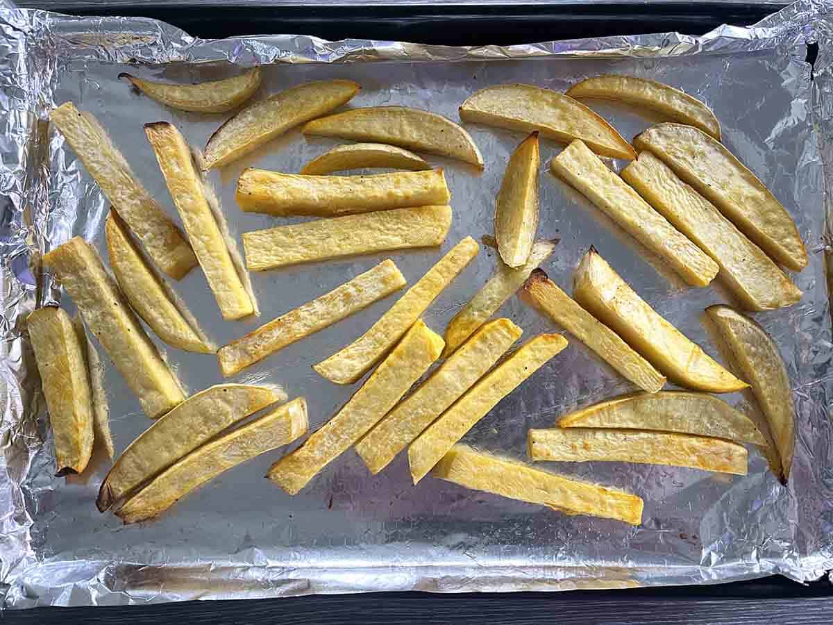 swede halfway through cooking.