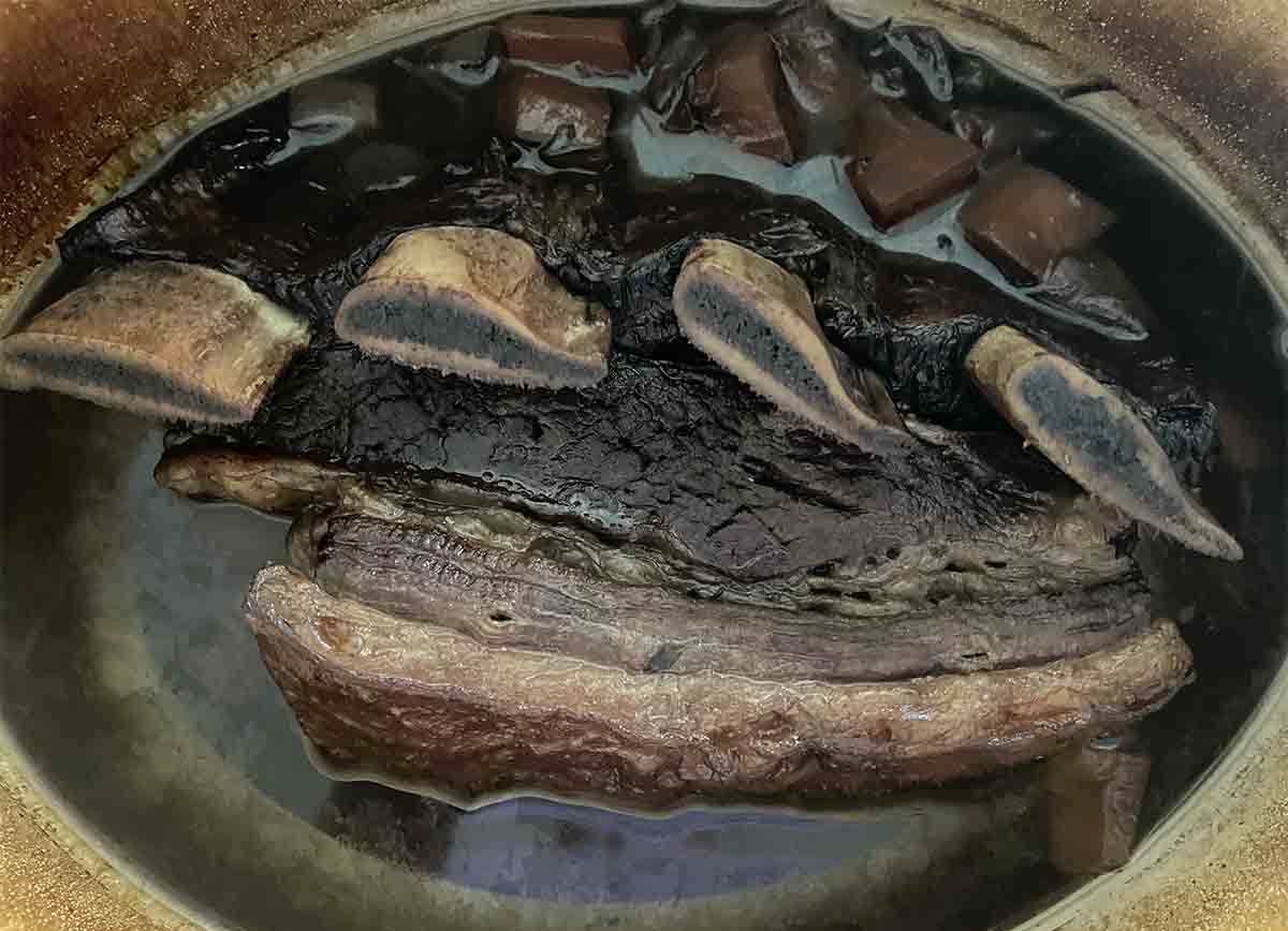cooked beef.