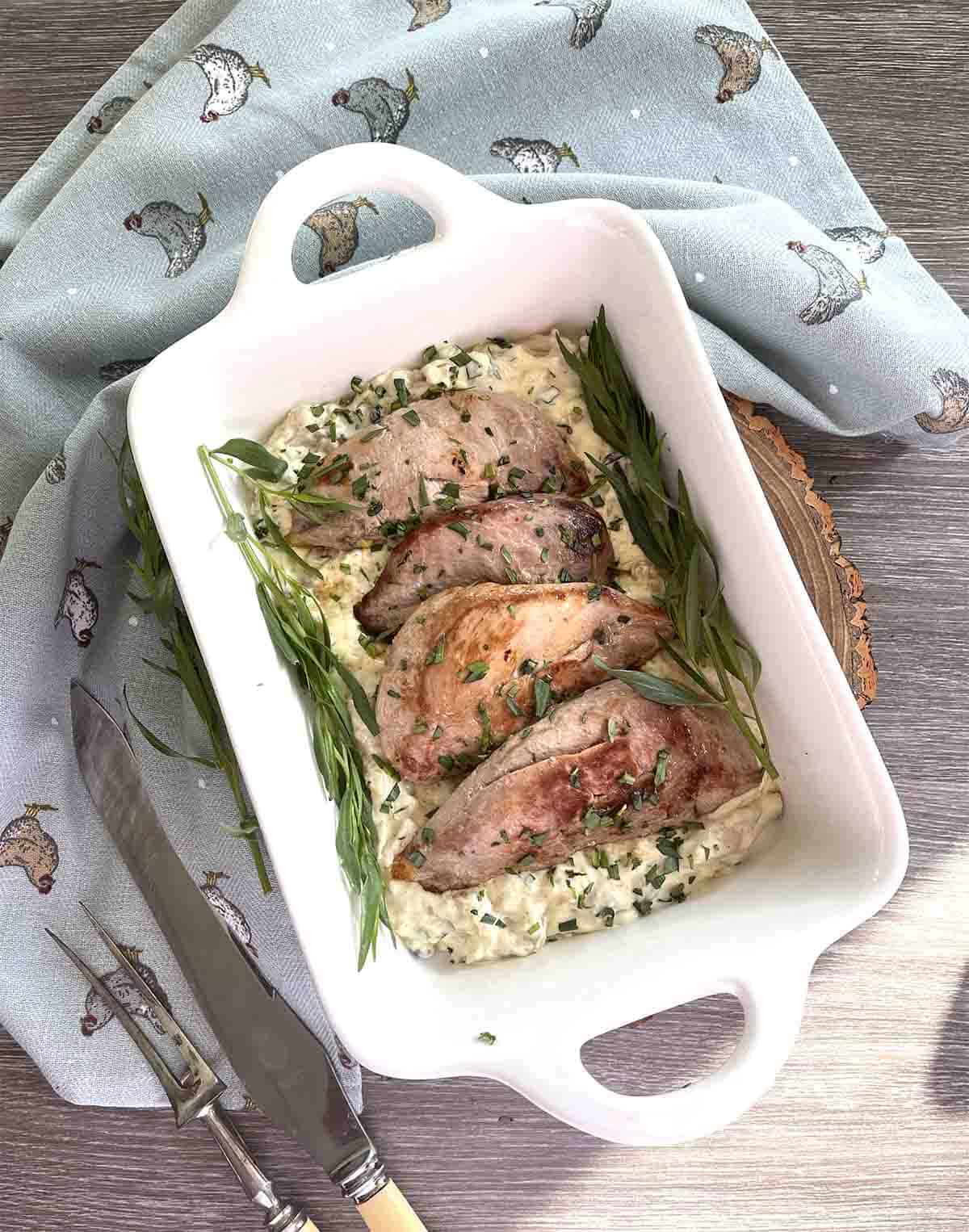 pheasant breast with wild mushroom sauce.