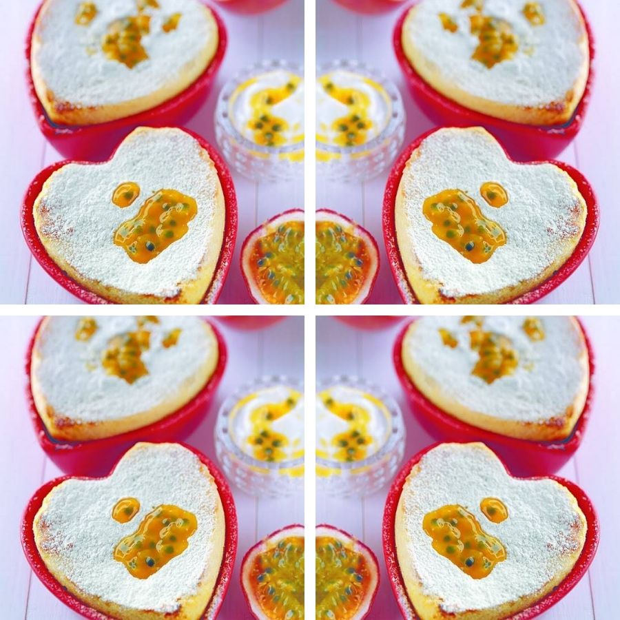 Pink Grapefruit And Greek Yoghurt Soufflé With Passion Fruit.