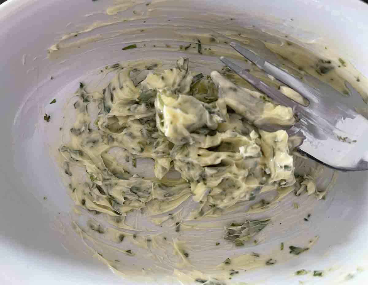 mashed butter in a bowl.