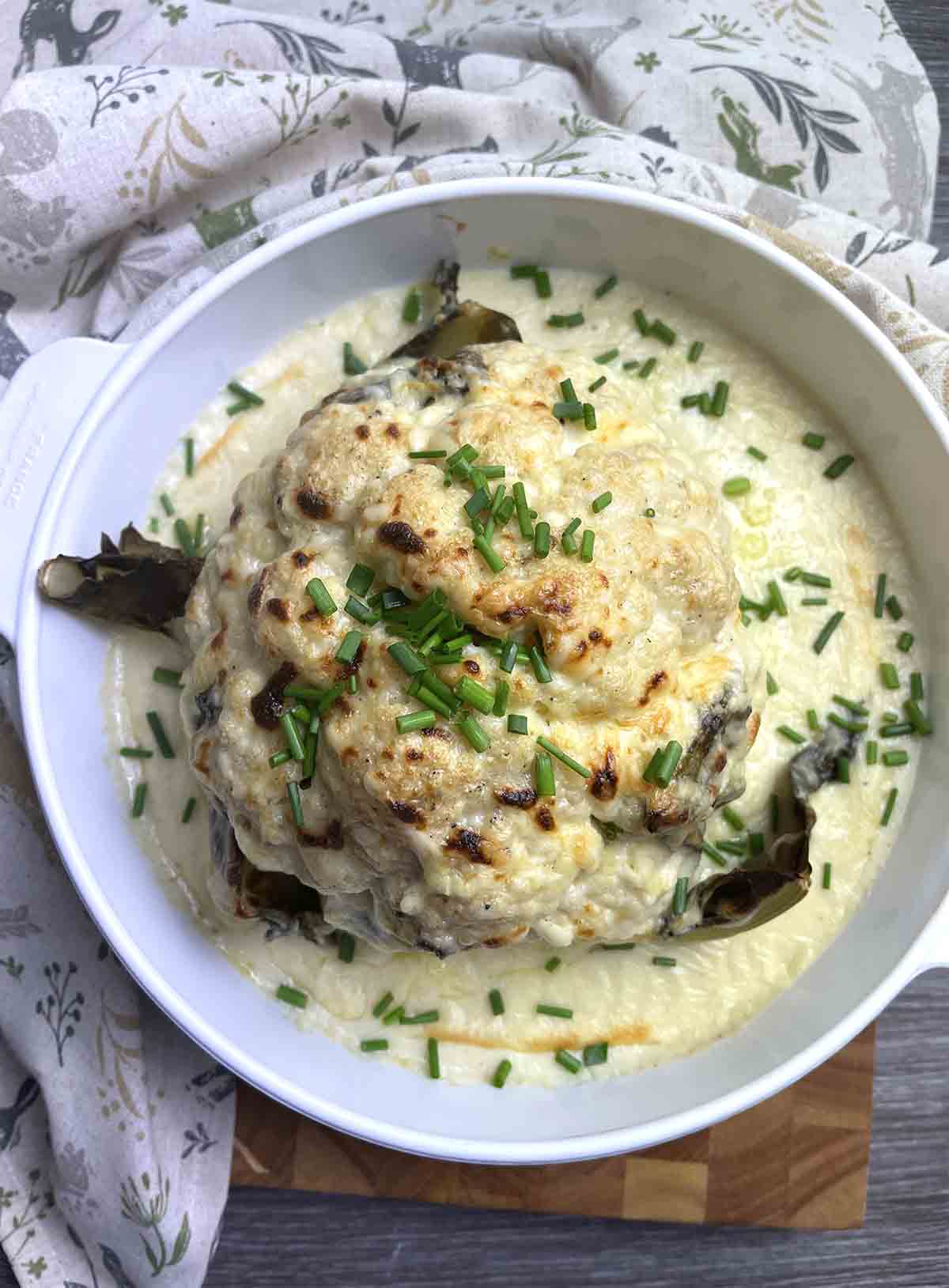 whole baked cauliflower cheese.