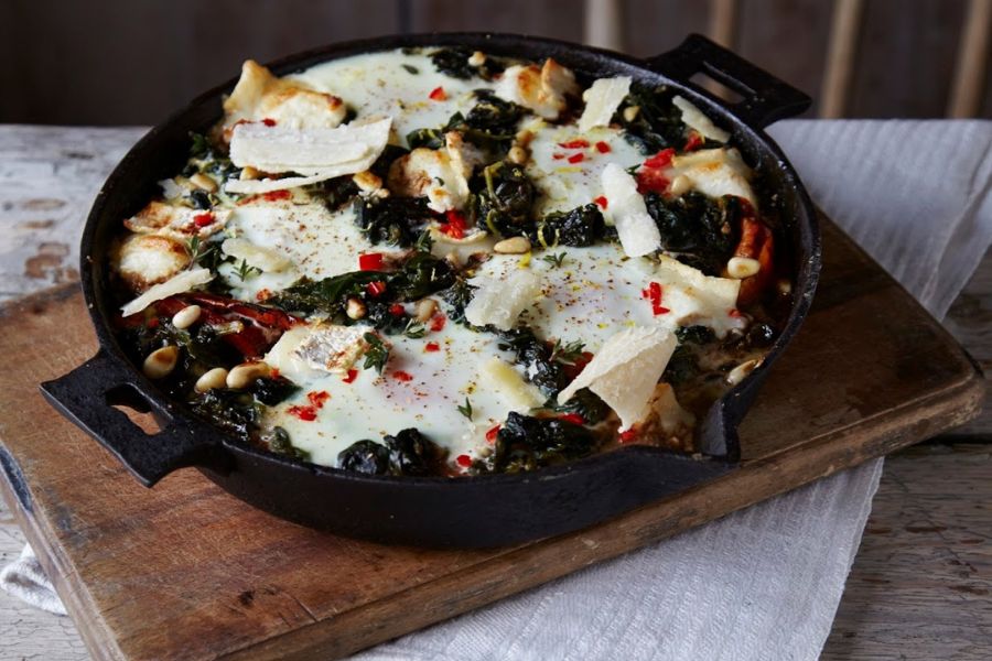 Balsamic And Goat’s Cheese Baked Eggs. Balsamic And Goat’s Cheese Baked Eggs.