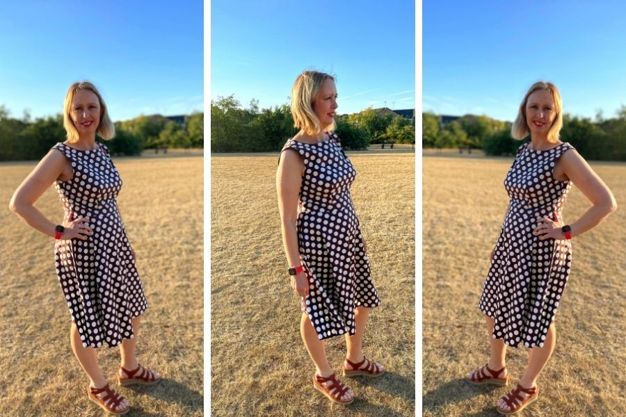 A Brown Polka Dot Dress And How I Wear It Over 40 style