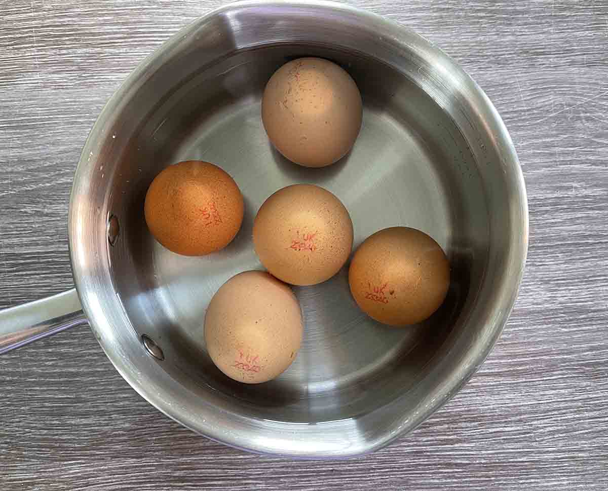 eggs in a saucepan.