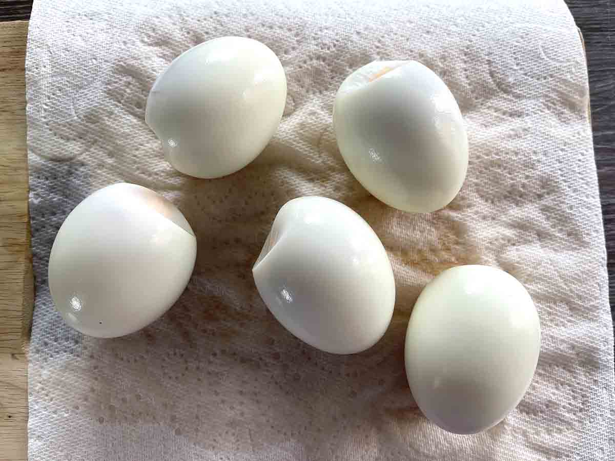 shedded hard boiled eggs.