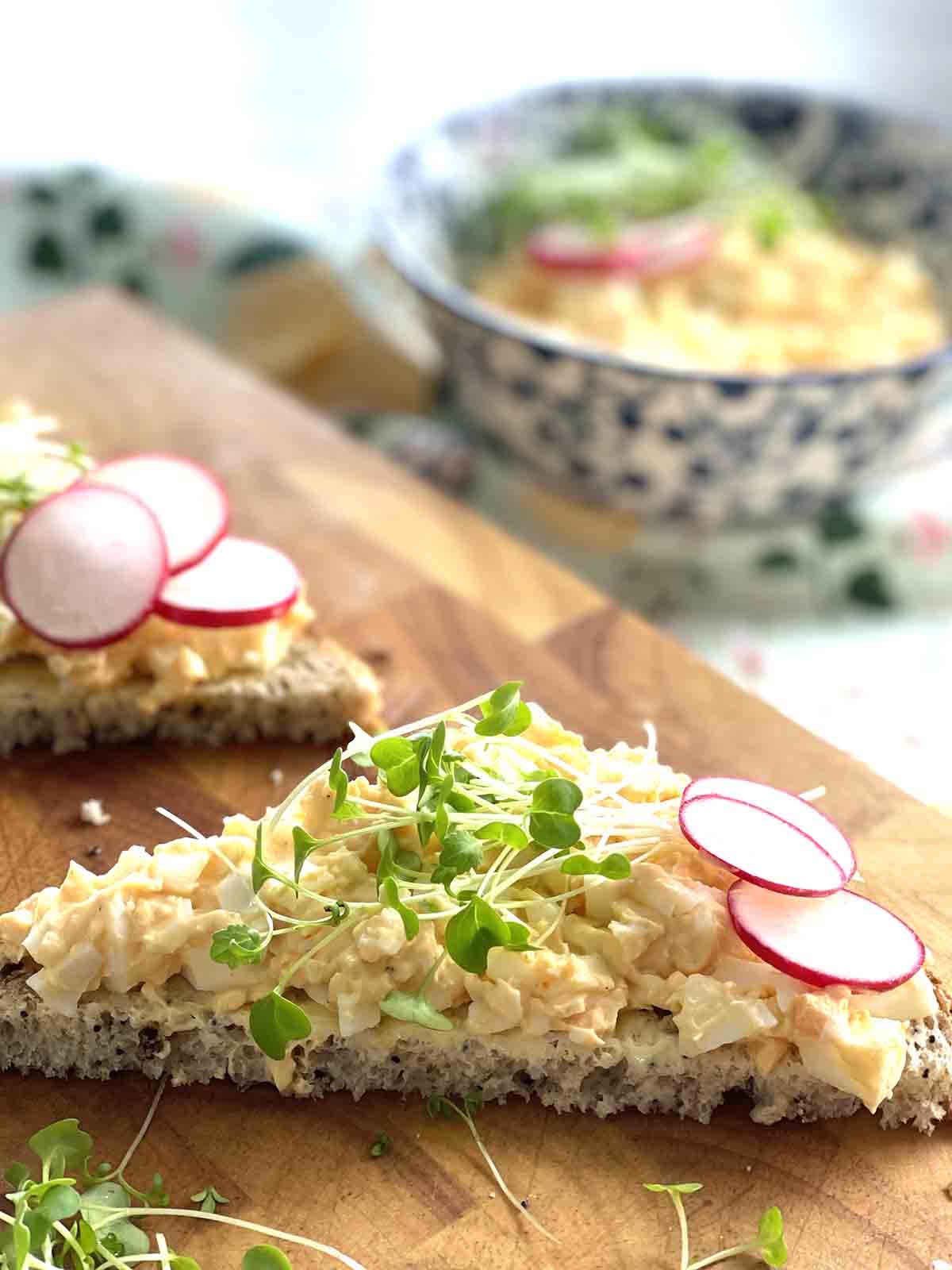 open egg mayonnaise sandwich.