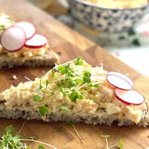 open egg mayonnaise sandwich.