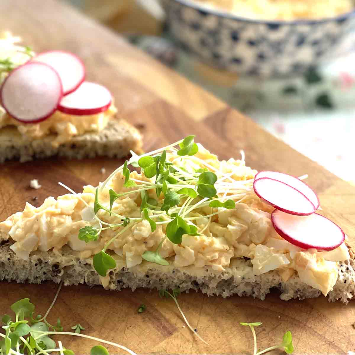 open egg mayonnaise sandwich.
