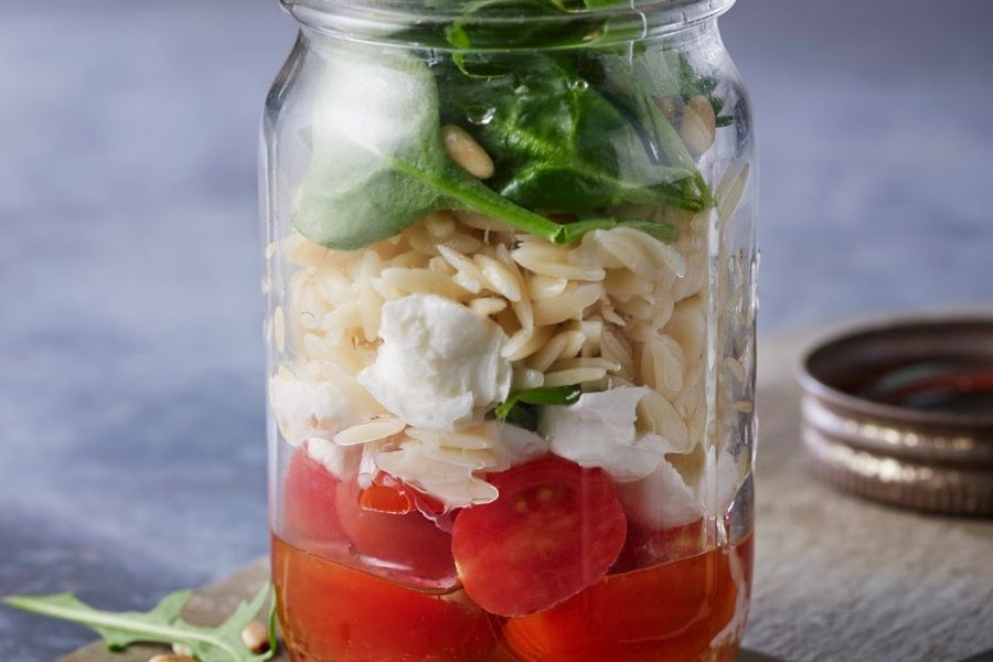 How To Make An Italian Orzo Pasta Mason Jar Salad: