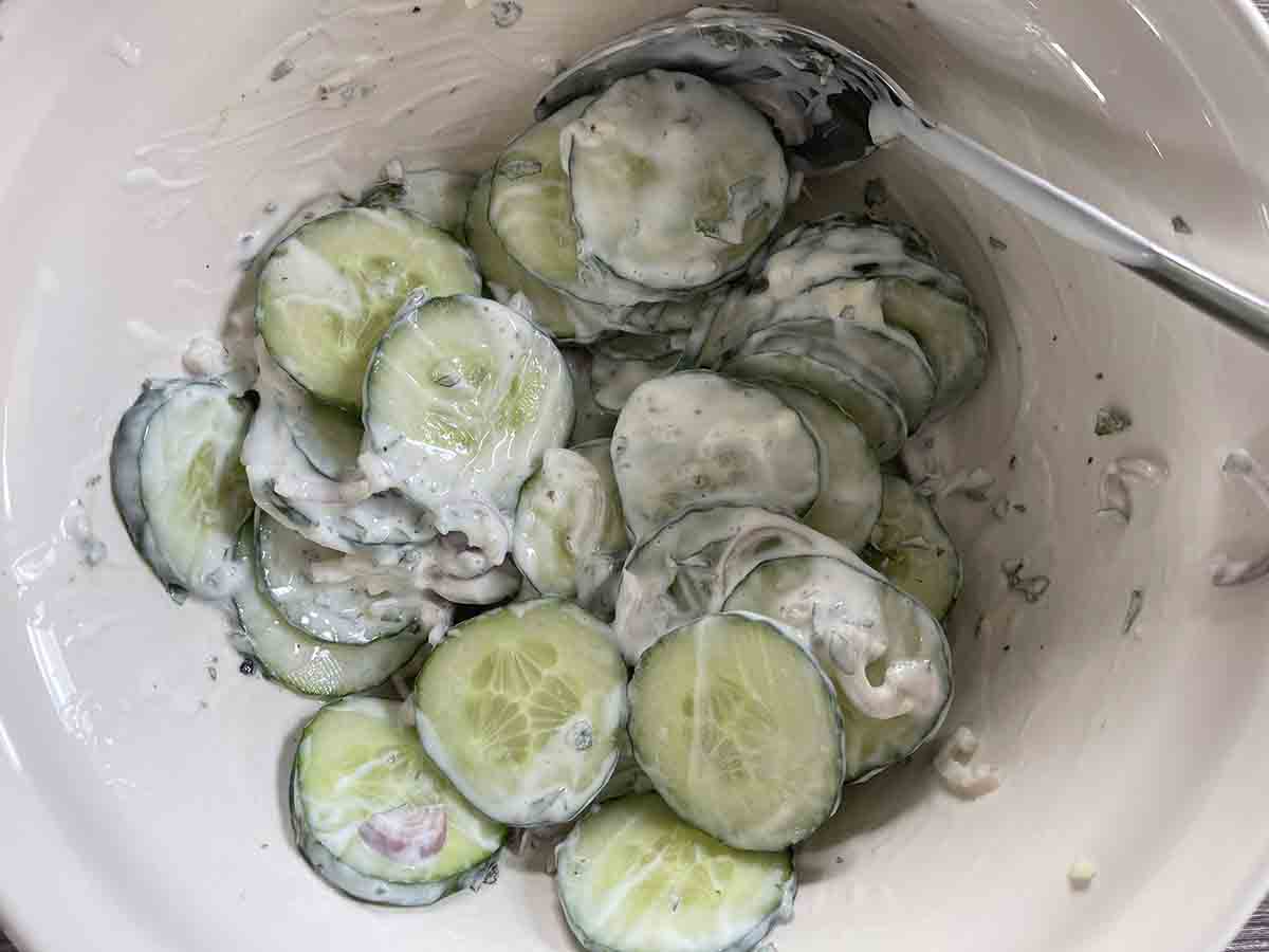 salad mixed in a bowl.