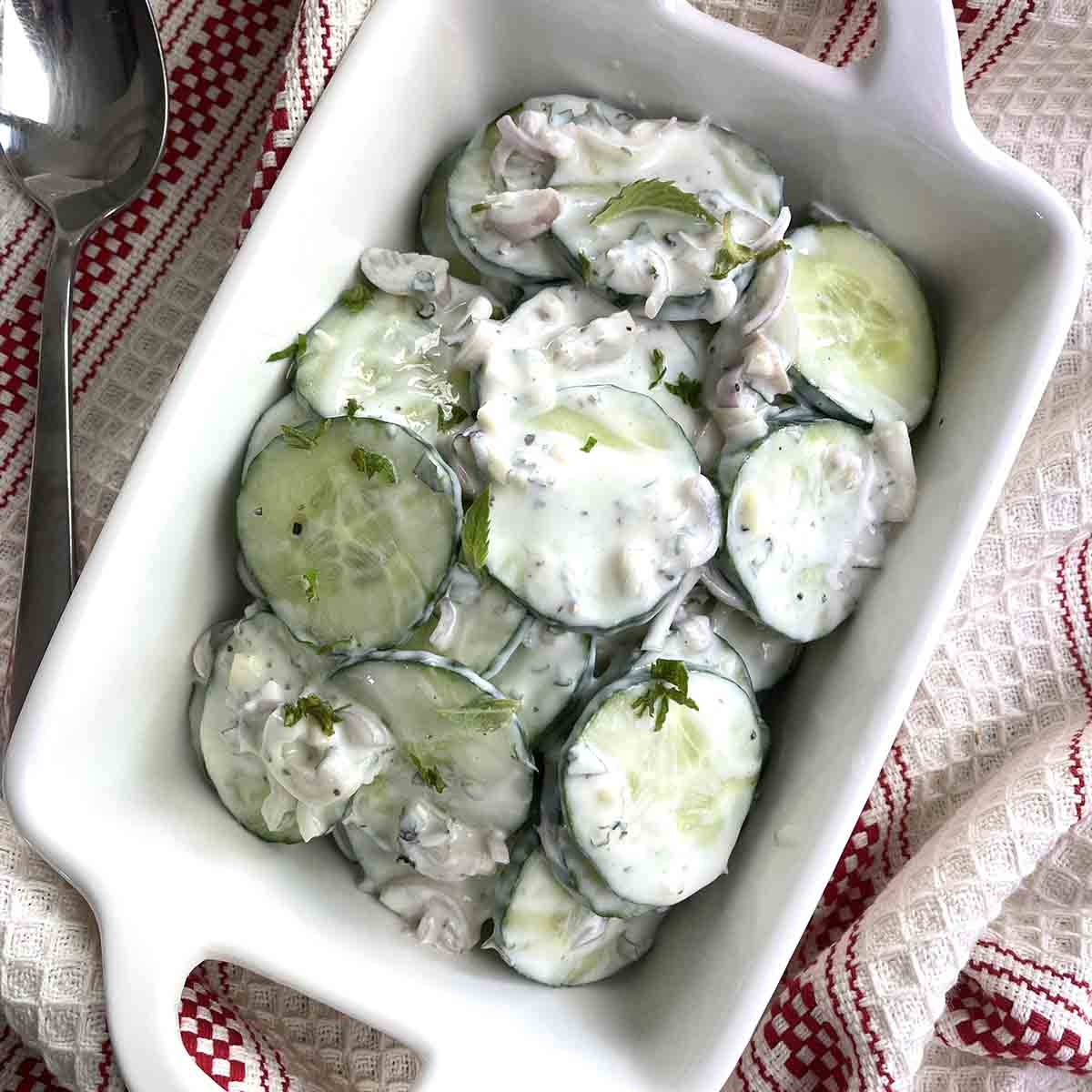 old fashioned creamy cucumber salad.