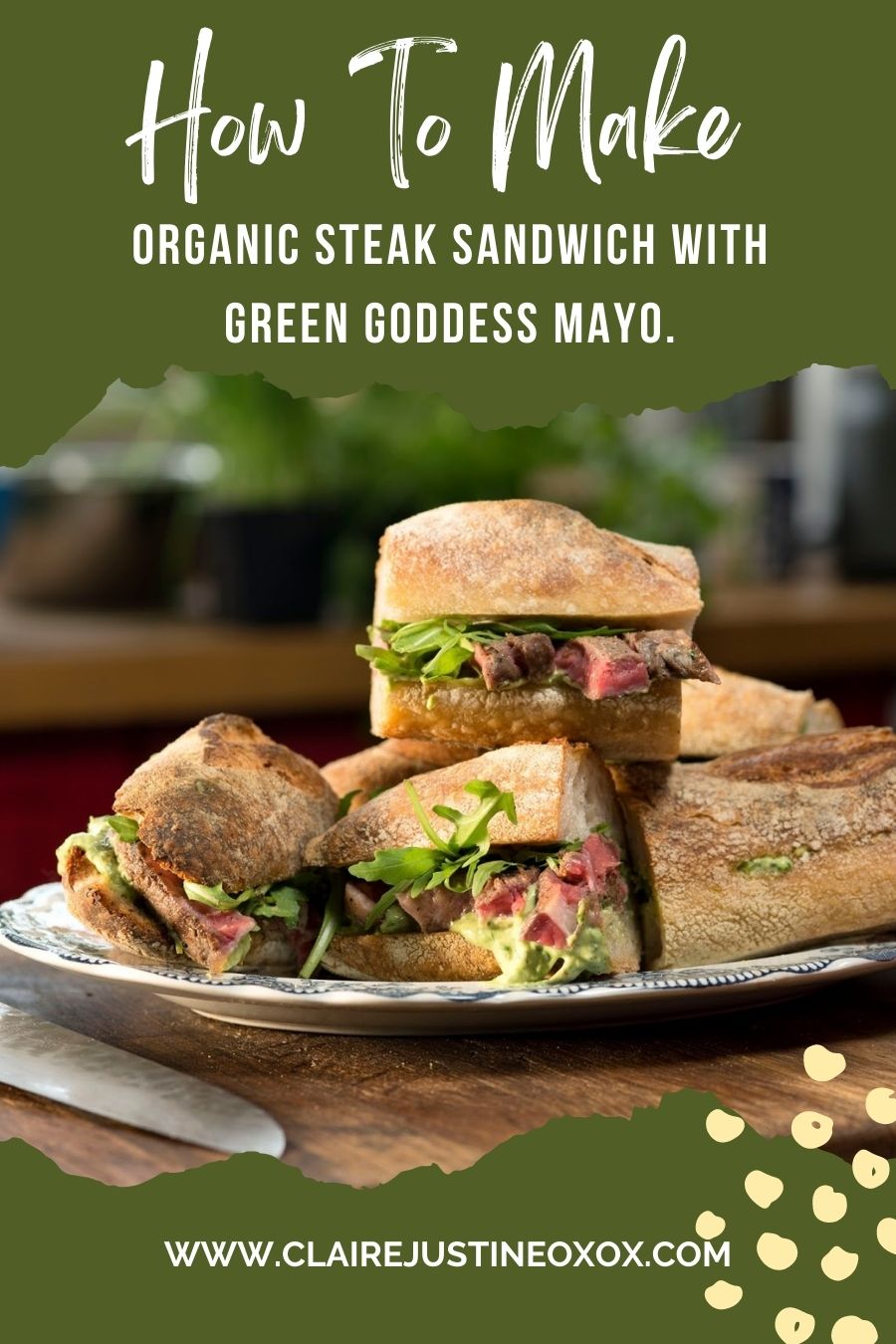 Organic Steak Sandwich With Green Goddess Mayo. Organic Steak Sandwich With Green Goddess Mayo.