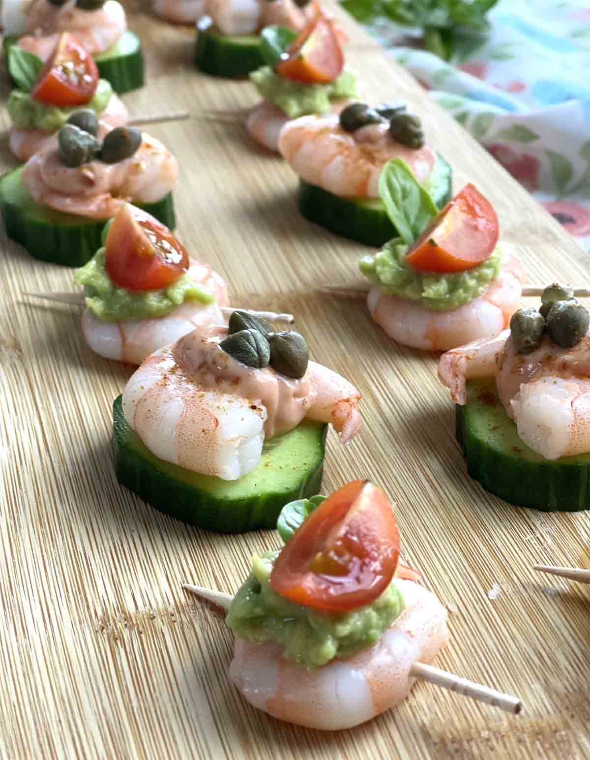 close up of prawn appetisers.