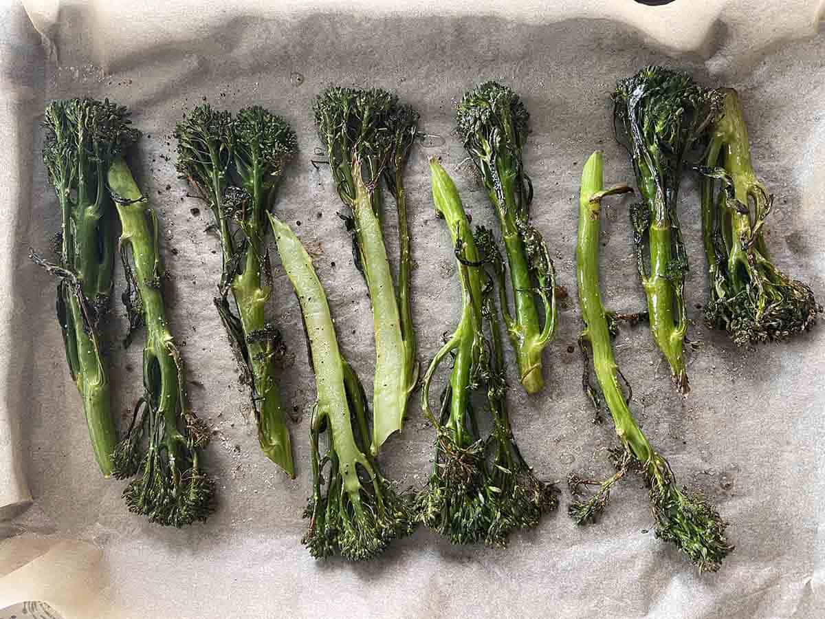 broccoli half way through cooking.