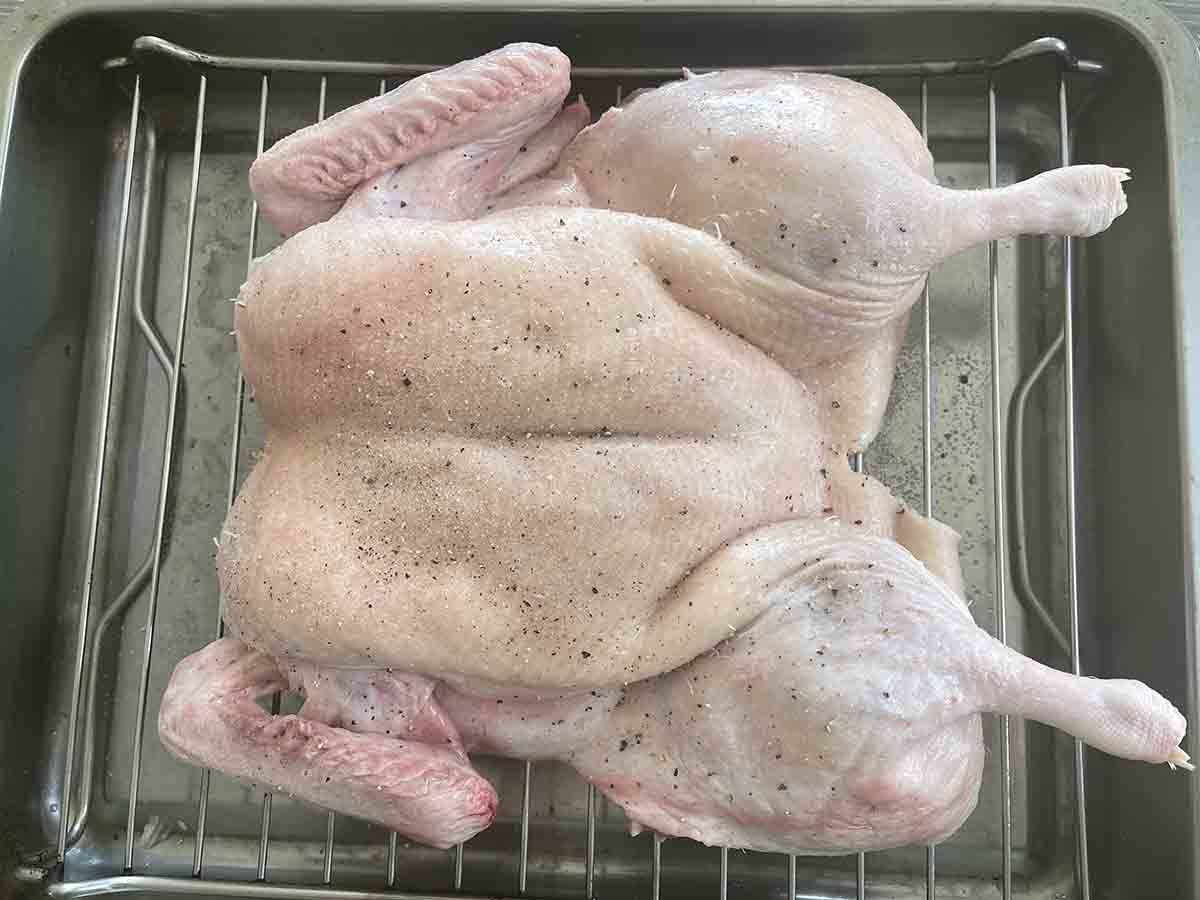 spatchcock on a rack.