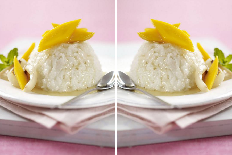 Sticky Rice, Mango and Palm Syrup