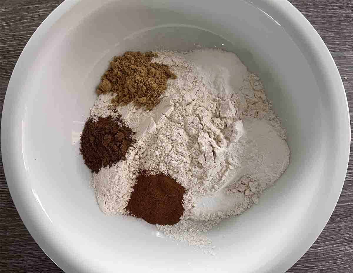 fpour and spices in a bowl.
