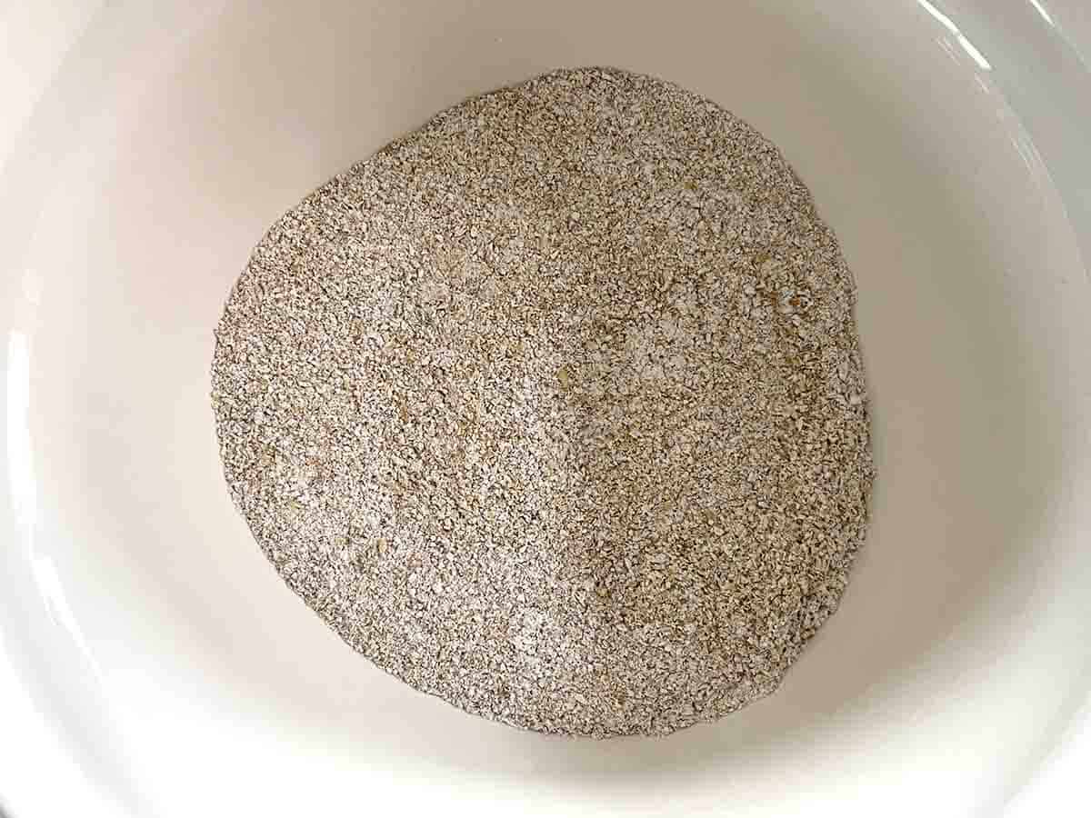 flour and bran in a bowl.