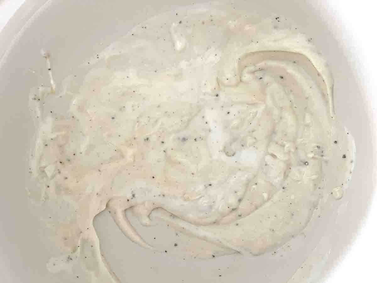 mayonnaise and yogurt in a bowl.