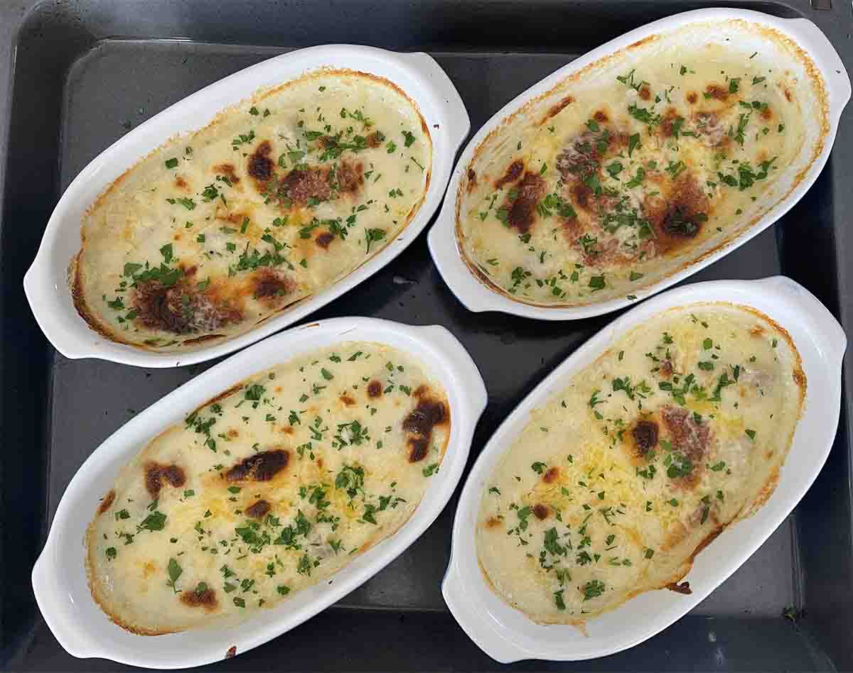 fish mornay from the oven.