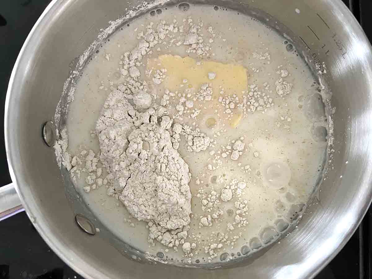 flour, milk and butter in a saucepan.