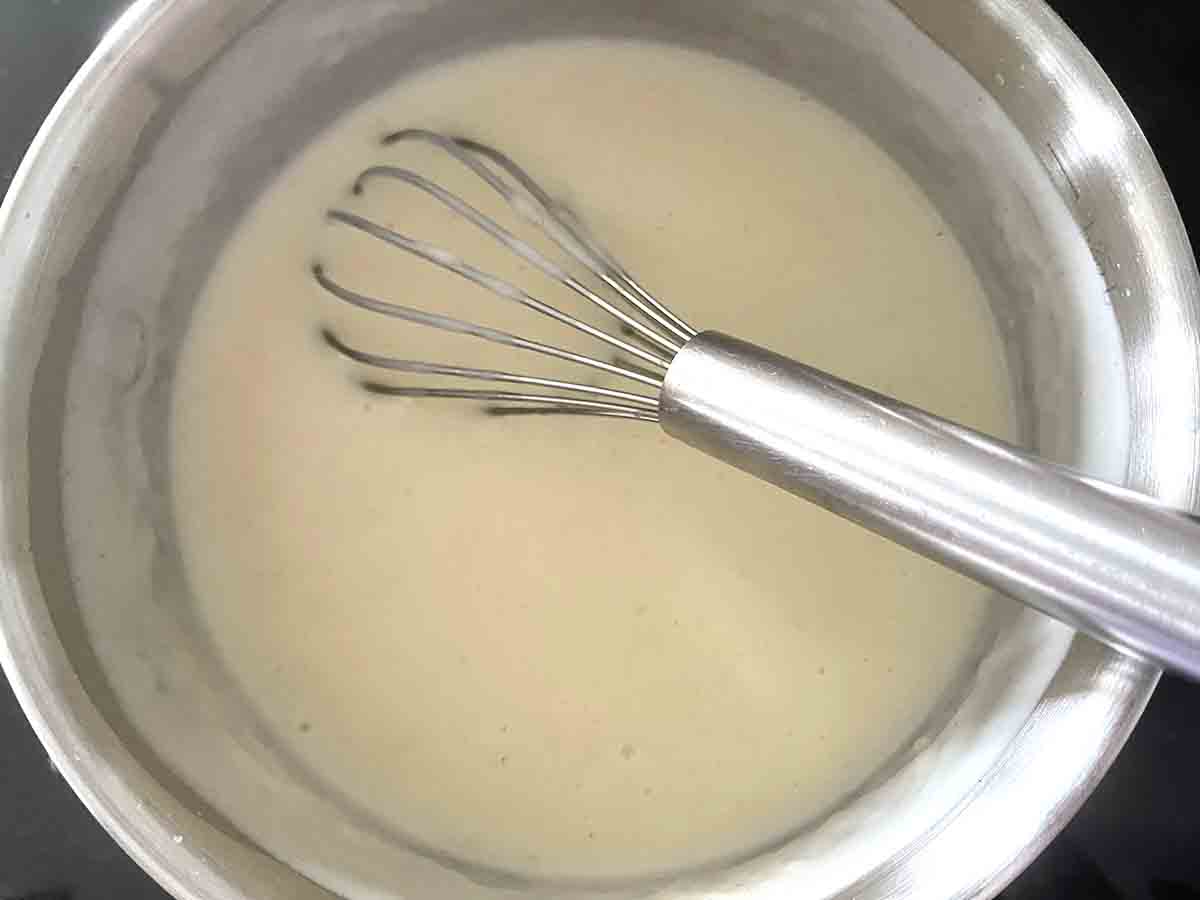 whisk in saucepan.