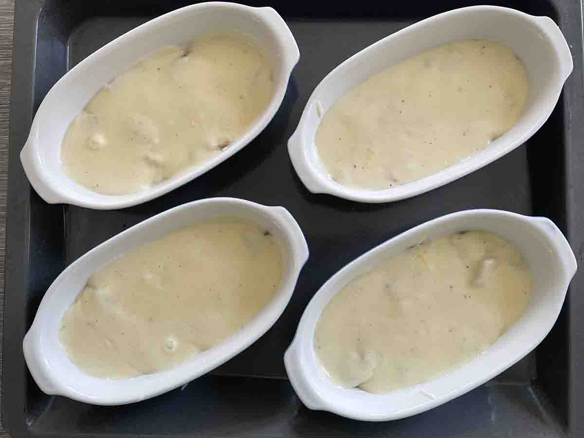sauce poured onto fish.